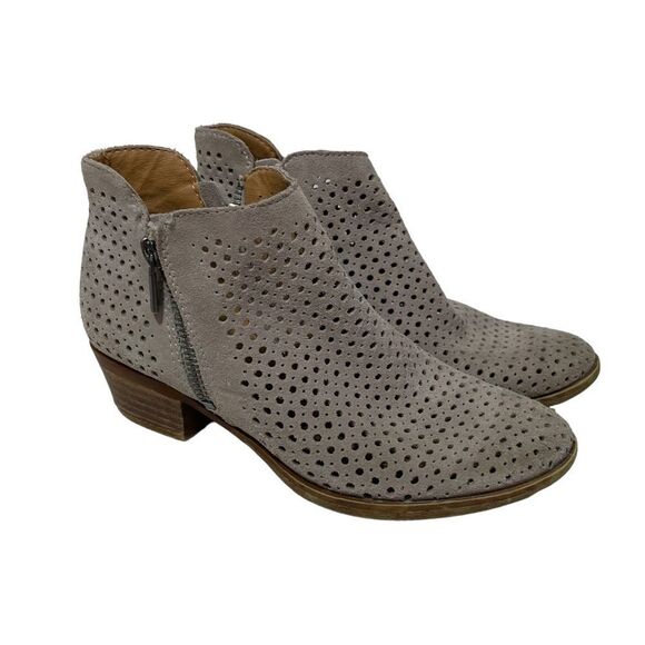 Lucky Brand Grey Leather Ankle Booties - Picture 1 of 8